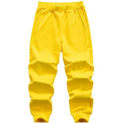WIYOSHY Boys' Solid Color Cotton Sweatpants Jogger Pants Age 3-12 Yrs