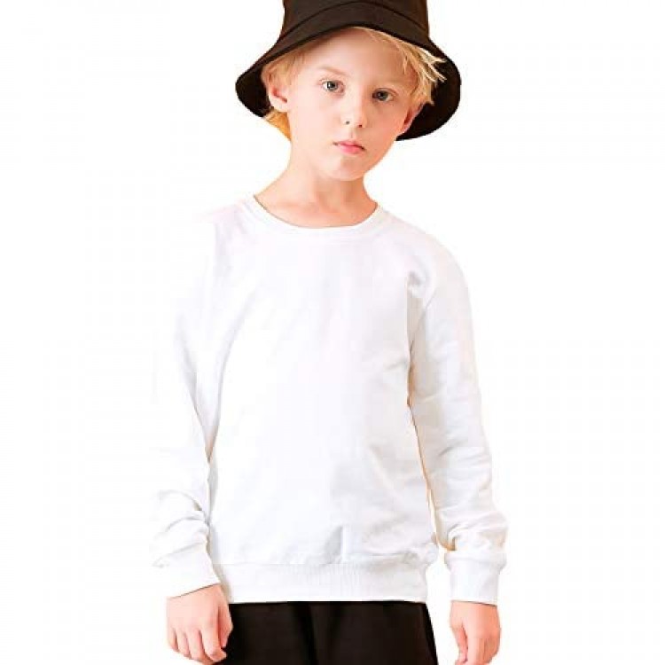 ALALIMINI Unisex Kids Solid Cotton Pullover Sweatshirt Toddler Boys&Girls Crewneck Long Sleeve Tshirts Tops T-Shirt