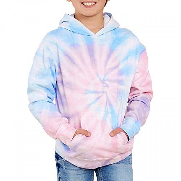 Bigyonger Unisex Kids Tie Dye Hoodie Long Sleeve Sweatshirt Hooded Pullovers with Pocket