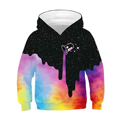 LANYU Galaxy Hoodies for Boys Girls Streetwear Long Sleeve Hooded Sweatshirt 3d Print Hoody Funny Kids Tops