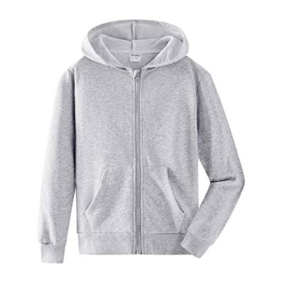 Spring&Gege Youth Solid Classic Hoodies Soft Hooded Full Zip Sweatshirts for Children (3-12 Years)