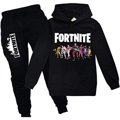 Youth Fortnite Hoodie and Sweatpants Suit for Boys Girls 2 Piece Games Outfit Pullover Sweatshirt Set