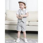 A&J DESIGN Baby Boys Suit Gentleman Shorts Sets 4pcs Outfit Shirt & Shorts & Vest & Hat