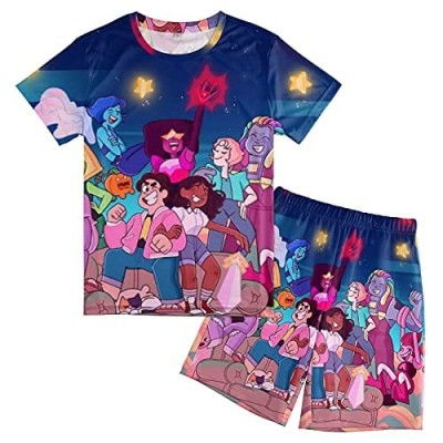 American Cartoon Youth Short Sets  Summer Outfits Short Sleeve T-Shirt & Shorts Sets Playwear Clothes 2 Piece