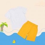 Boy Clothes Big Boy Fashion Outfit Kids Summer Short Sleeve Unique Design T-Shirt and Elastic Waist Shorts Set 6-12T 2 Pieces