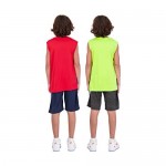 Hind 4-Piece Boys Basketball Shorts and Muscle Athletic Shirt Tank Top Jersey