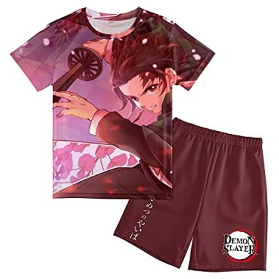 Japanese Anime Youth Short Sets  Summer Outfits Short Sleeve T-Shirt & Shorts Sets Playwear Clothes 2 Piece