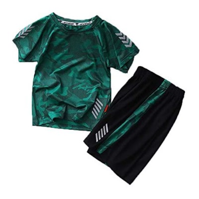 Jellyuu Boys Summer Clothing Sets Kids Outfit Set Camouflage Short Sleeve T-Shirt+ Shorts Sportswear Quick-Dry 2Pcs 3-13Years