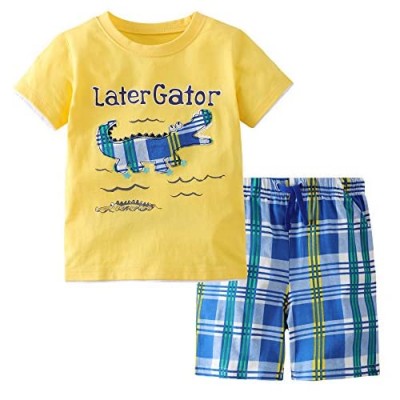 Little Bitty Toddler Boy Clothes Boys Summer Outfits Cotton Short Sleeve T-Shirt & Shorts Set 2-7Yrs