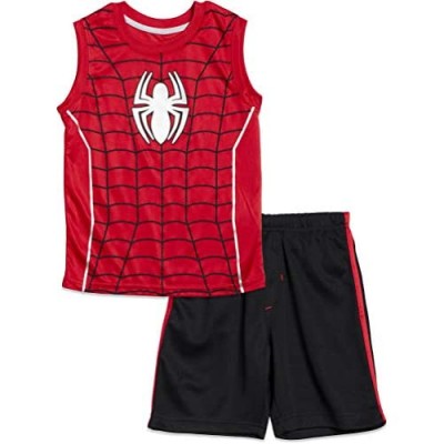 Marvel Avengers Black Panther Hulk Spiderman Boys Sleeveless Athletic Tank Top and Shorts Set