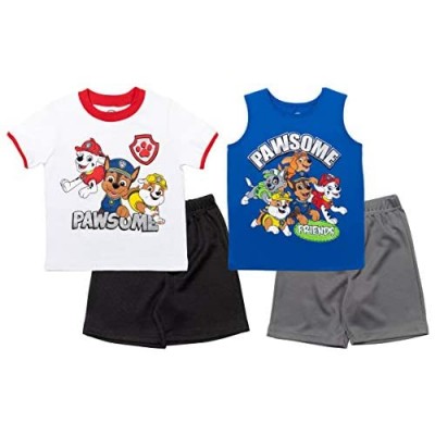 Nickelodeon Paw Patrol 4 Piece Mix n' Match Tank Top T-Shirt & Shorts Set