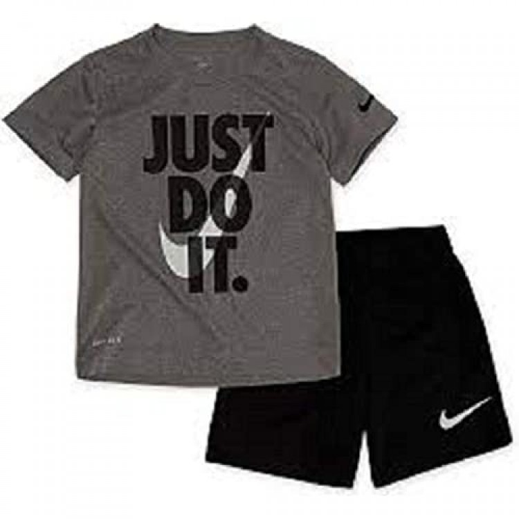 Nike Boys Dri-Fit Just Do It T-Shirt/Shorts 2 Piece Set Dark Grey Heather/Black 86F026-023 86F026-U10