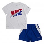 Nike Boy`s Dri-Fit T-Shirt & Shorts 2 Piece Set (Game Royal(76G054-U89)/White 4T)