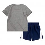 Nike Boy`s Dri-Fit T-Shirt & Shorts 2 Piece Set (Midnight Navy(76G054-U90)/Grey 2T)