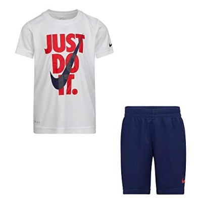 Nike Boy`s Dri-Fit T-Shirt & Shorts 2 Piece Set (Midnight Navy(86F026-U90)/White