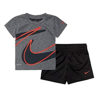 Nike Kids Boy's Dri-FIT Dropset Tee & Shorts Set (Little Kids) Black 4 Little Kids