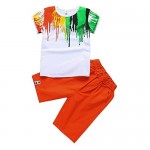 OnlyAngel Boys Colorful Outfits Short Sleeve Tops & Stretch Shorts Set Age 4-13 Years