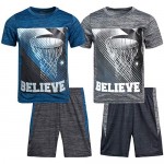 Pro Athlete Boys Athletic Active Muscle Tank Top and Shorts 4 Piece Basketball Sports Short Set