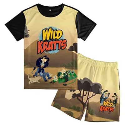 Short Sleeve T-Shirt and Shorts Outfitsy Set 2 Piece Suit for Youth Teens Boys Girls