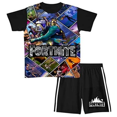 Youth Fortnite Short Sleeve T-Shirt & Shorts Sets 2 Piece for Boys Girls Teen