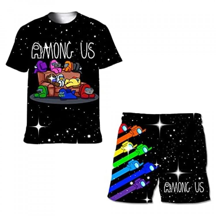 Youth Game Short Set Girls and Boys Summer Set Short Sleeve T-Shirt and Shorts Outfit Set for Teen
