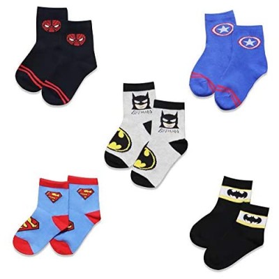 5 Pairs Boys Socks Kids Superhero Adventures Spiderman Captain America Superman Batman Athletic Crew Socks