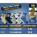 Boys Dinosaur Socks - Ages 4-6 and 7-10 Year Old Crew Socks Age 4 Kids Gift Set Soft Comfy and Stylish - Tiny Captain