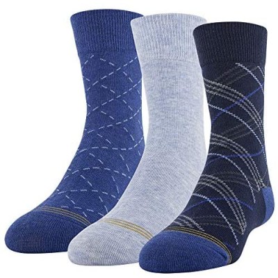 Gold Toe Boys Dress Crew Socks  3-Pairs  Peacoat/Light Blue/Classic Blue  Youth Large