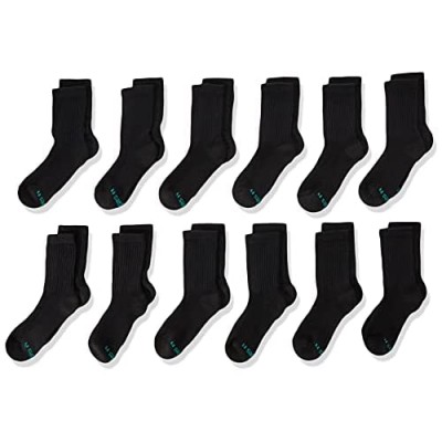 Hanes boys Durable Cushioned and Reinforced Heel and Toe Crew Socks  12 and 24-pack Available