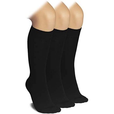 Hugh Ugoli Kids Bamboo School Socks | Knee High School Uniform Socks for Girls & Boys | Comfort Seam  3 Pairs