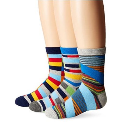 Jefferies Socks Boys' Funky Stripe Crew Socks 3 Pair Pack