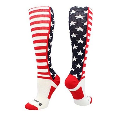 MadSportsStuff USA American Flag Stars and Stripes Over The Calf Socks