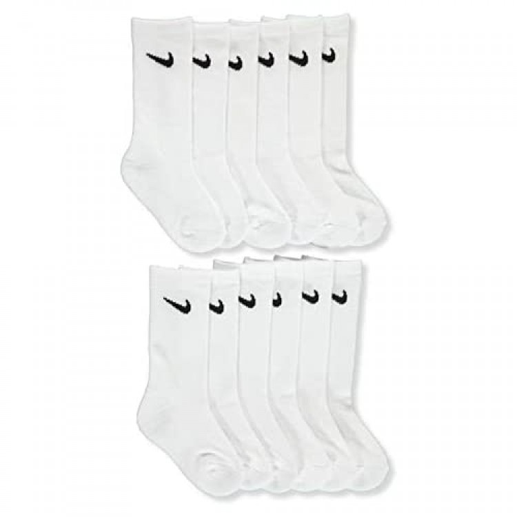 Nike 6 Pairs Young Athletes Crew Cushioned Socks; White (4-5)