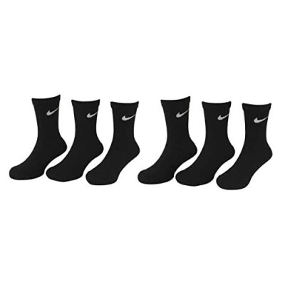 Nike Little Boy's 6-Pairs Young Athletes Black Crew Socks Sz: 5-7 Fits 10C-3Y