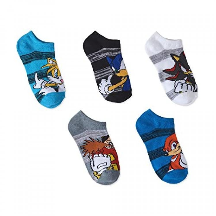 Sonic The Hedgehog Character Boys No Show Socks (Large 3-9)