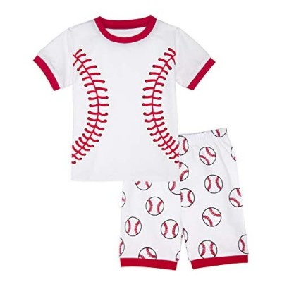 A&J DESIGN Kids Boys Baseball Pajamas Cotton Short Set (6  Baseball)