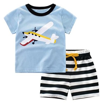 Csbks Kids Boys Short Sleeve T-Shirt Short Sets Toddler Summer Cotton Outfits