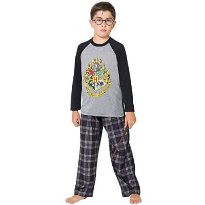 Intimo Big Boys Harry Potter Hogwarts School Crest Raglan Pajama Set