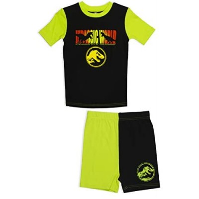 Jurassic World 2 Piece Pajama  Glow in The Dark Boys Short Sleeve Top with Shorts Set  Size 4 to 10