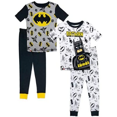 LEGO Batman Movie Boy's Pajama Set  4 Piece PJ Set 100% Cotton Size 4 to 10