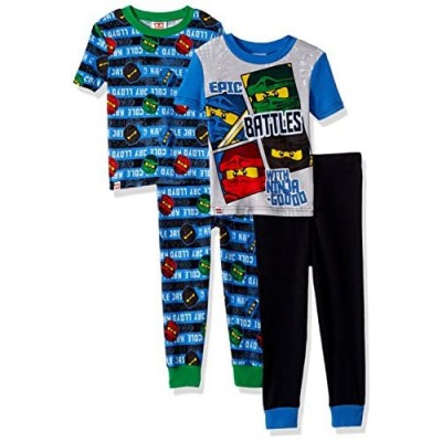 LEGO Ninjago Boys Pajama Set  4 Piece PJ Set  Long Sleeve  Long Pant Glow in the Dark