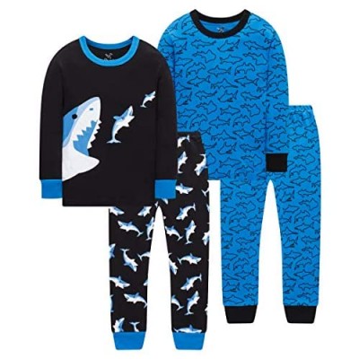 Pajamas for Boys Girls Grow in The Dark Dinosaurs Sleepwear Christmas Baby Clothes 4 Pieces Pants Set