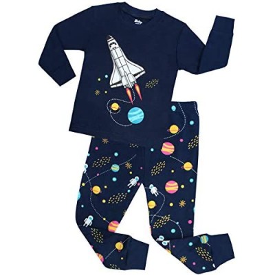 shelry Boys Rocket Pajamas Children Christmas Pants Set 100% Cotton Size 2-7 Years