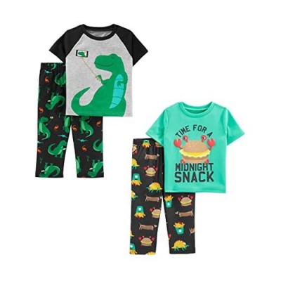 Simple Joys by Carter's Toddler Boys' 4-Piece Fleece Pajama Set (SS Poly Top & Fleece Bottom)