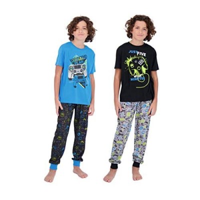 Sleep On It Boys Pajamas Pant and T-Shirt Sets 4 Piece Summer Pajama Bottom and Sleep Shirt Sleepwear Sets for Kids