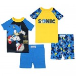 Sonic The Hedgehog Boys' 1 More Level 4 Piece Short Sleeve Pajama Set