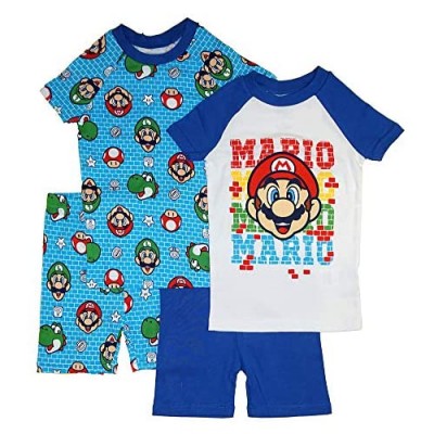 SUPER MARIO Little/Big Boys' 4-Piece Cotton Pajama Set