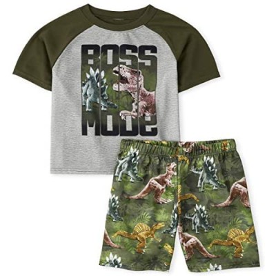 The Children's Place Boys' Boss Dino Two Piece Pajama Set