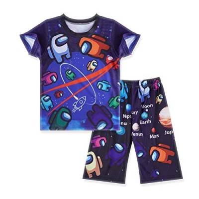 Toddler Boy Pajama Set Little Sleepwear 2 Piece Pjs Short Sleeve Game Shirt and Pants