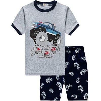 Toddler Boys Pajamas Monster Truck 100% Cotton Kids Summer Pjs Short Sets Sleepwear Clothes